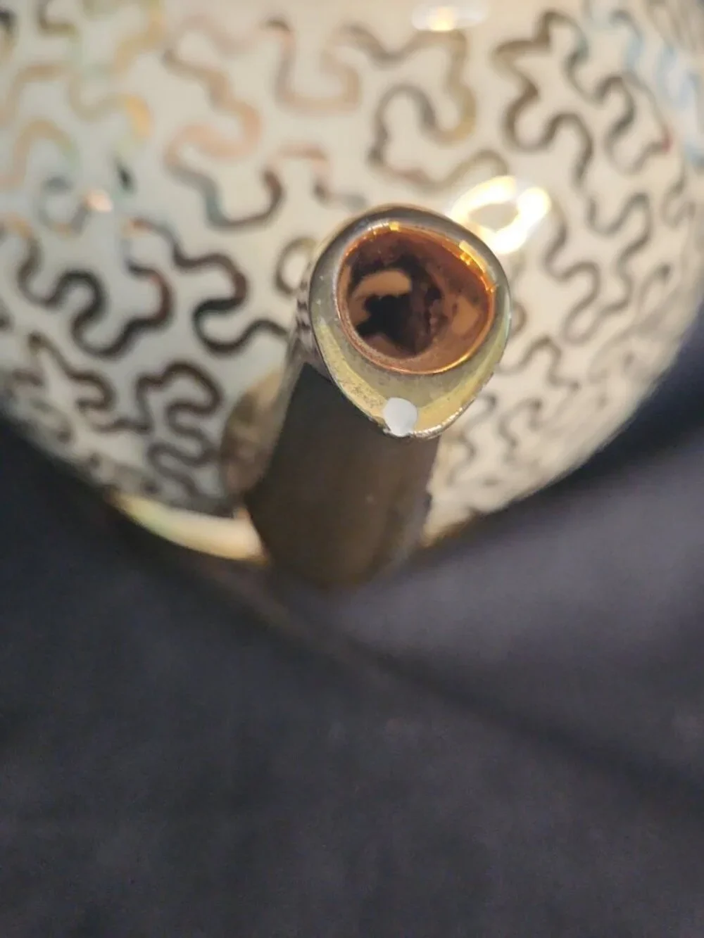 Vintage Sadler Tea Pot, Burslem, Stoke-on-Trent, England Gold Squiggles on Cream